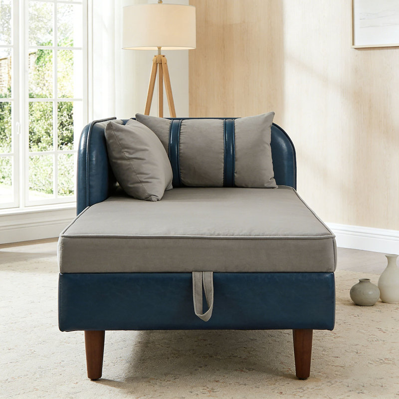 Méridienne de rangement 65 ", Bleu et gris