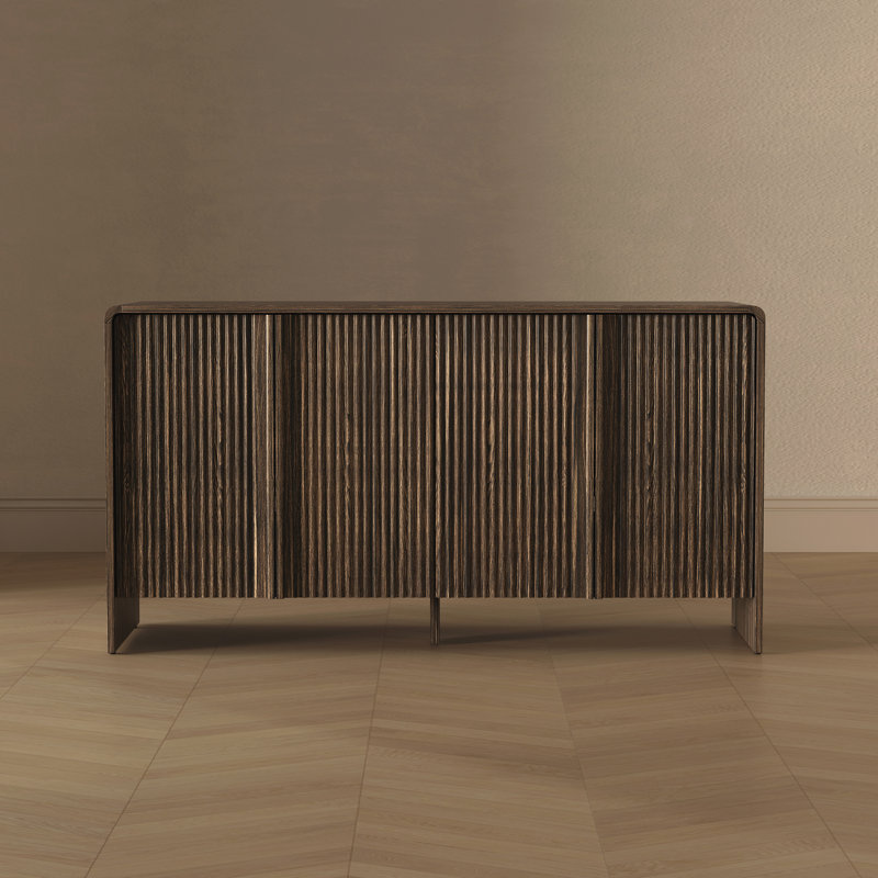 Novara 60" Contemporary 4-Door Sideboard in Jacobean Walnut, Jacobean Walnut