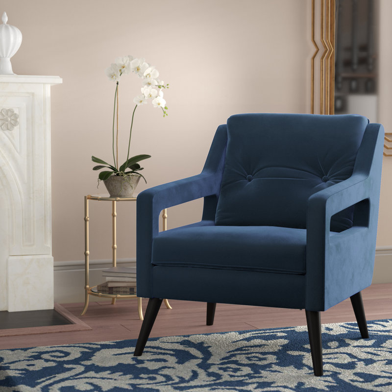 Griffithville Velvet Armchair, Blue Polyester