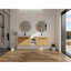 Meuble-lavabo mural 72 po avec lavabo de comptoir en résine et 1 tablette de rangement, 4 portes à fermeture douce (KD-Packing)