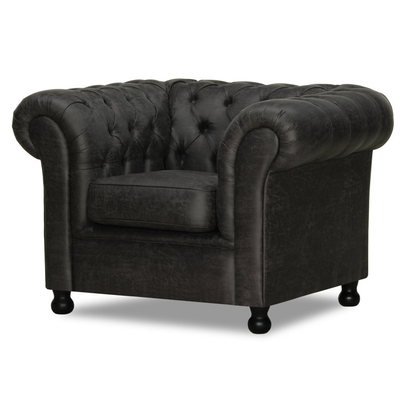 Samuel Upholstered Chesterfield Chair, Charcoal