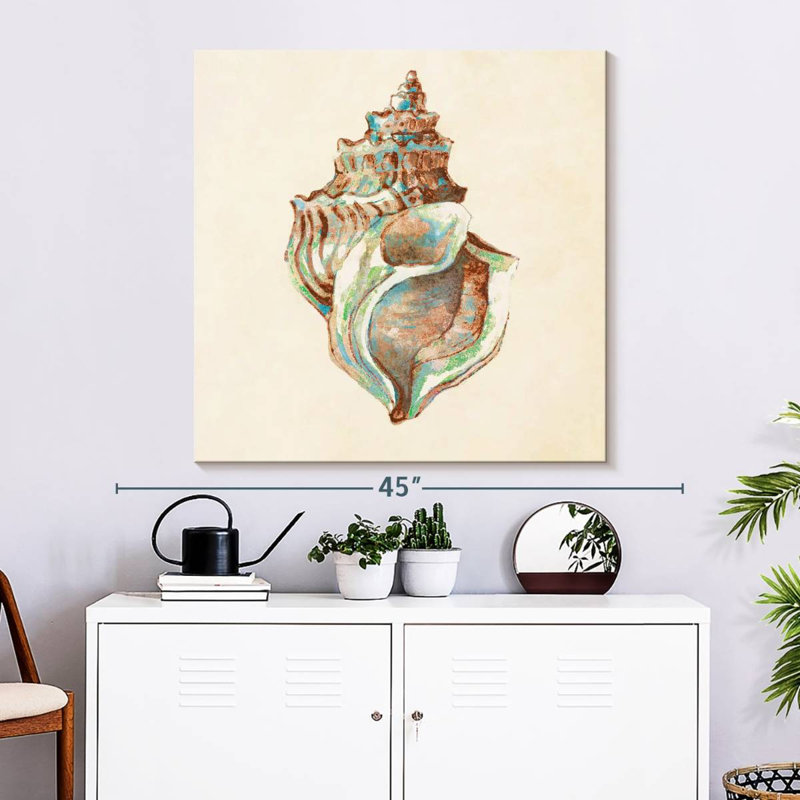 Aletra Coastal Teal Seashell I, 33" H x 33" W
