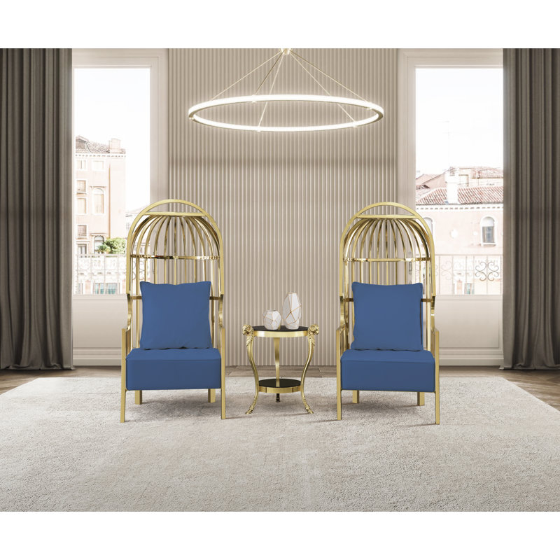Infinity Velvet Accent Chair, Blue Velvet