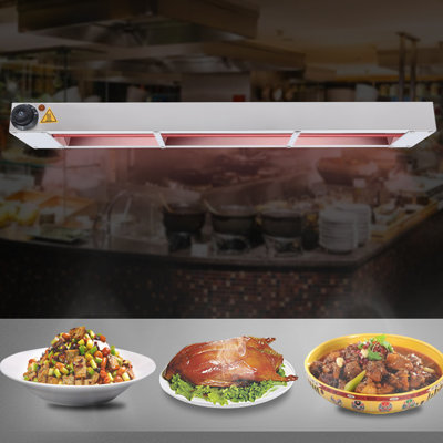 36 Inch Overhead Commercial Food Heat Warmer 600W Infrared Hanging Food Warming Lamp with 30‑85℃ Adjustable Temperature US Plug & Suspension Chains for Buffet Restaurant Canteen Hotel