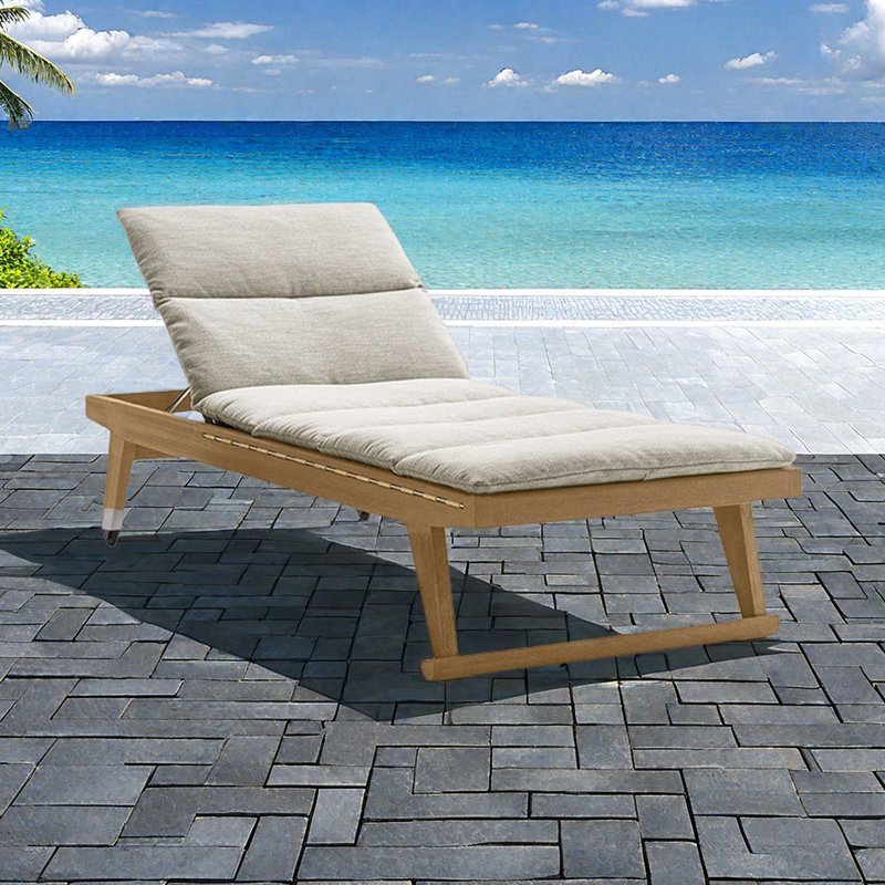 Outdoor beach villa recliner, Light Yellow Wood