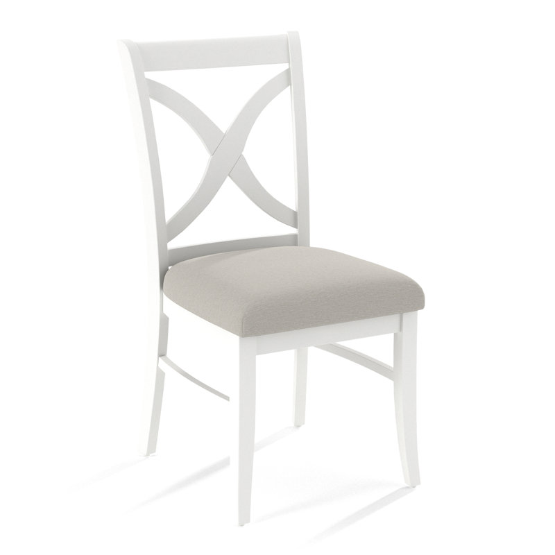 Hues Cross Back Dining Side Chair, White Performance Fabric; 0851-94, Frost White Finish