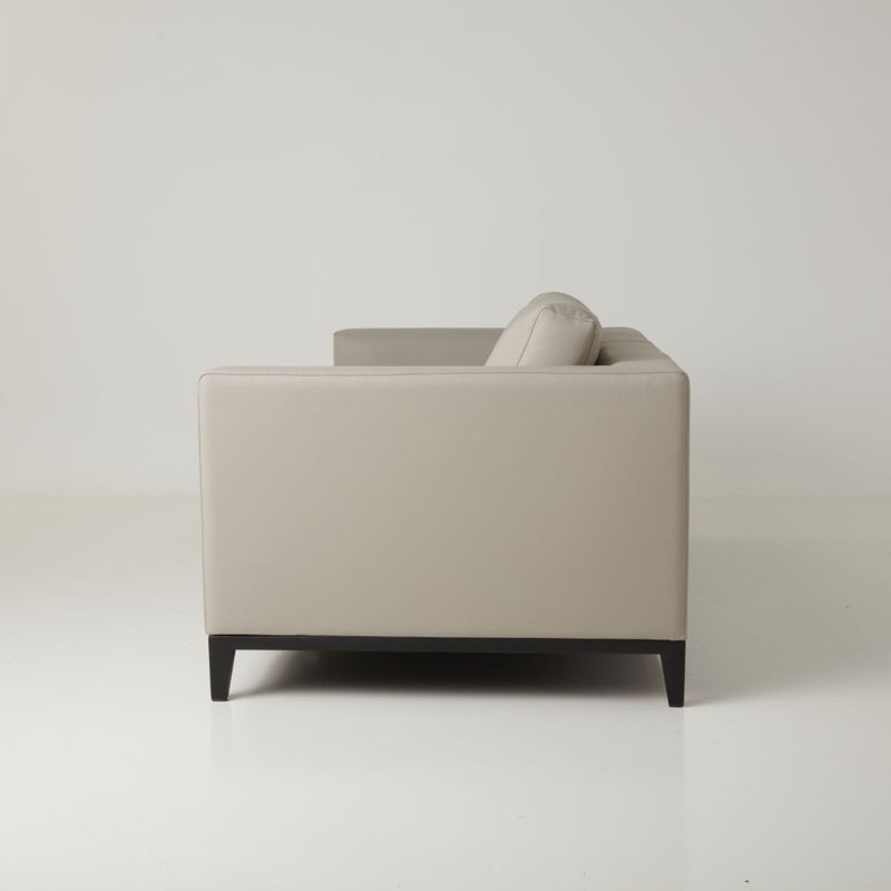 La Roux Leather Sofa, Smoke Genuine Leather, Black