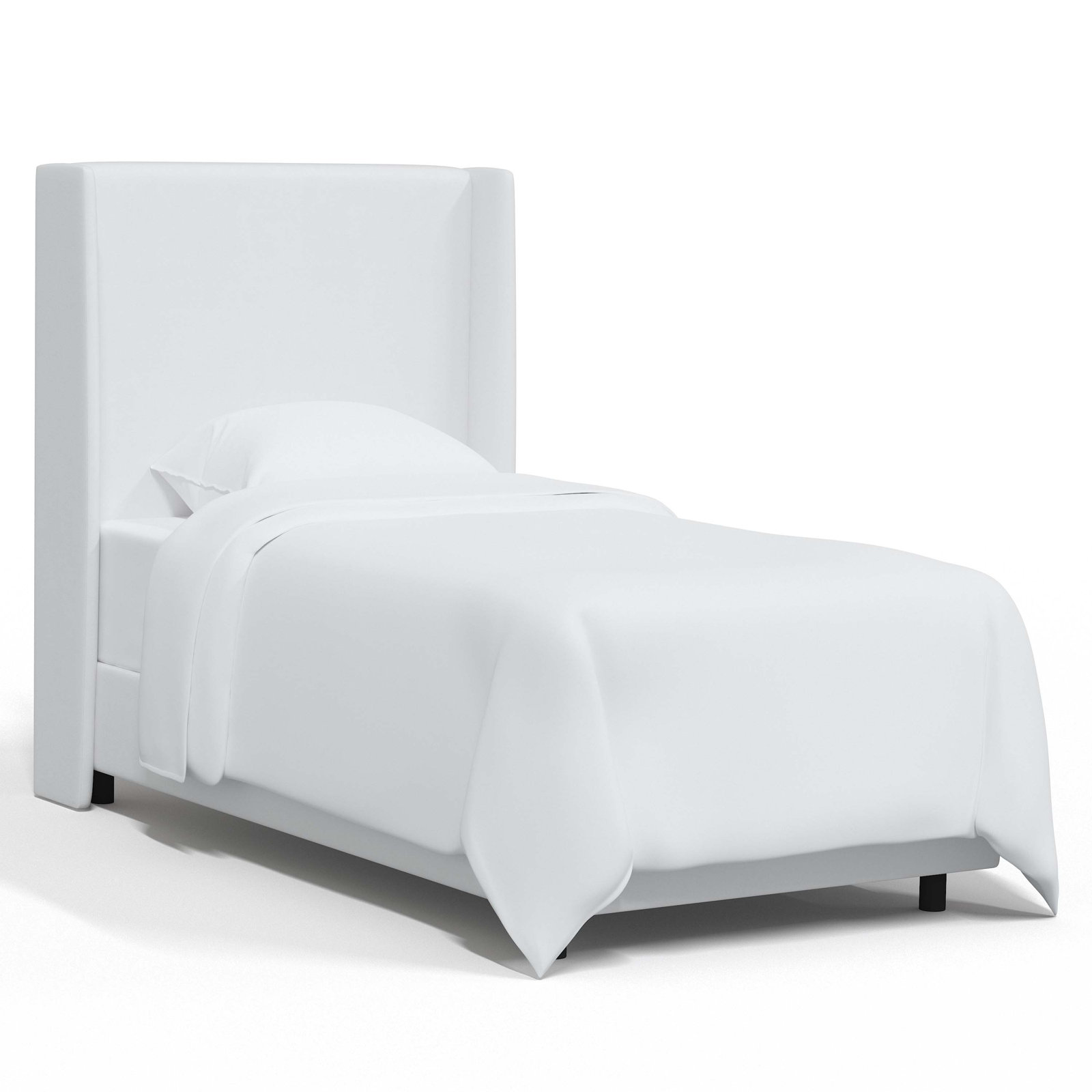 Tilly Upholstered Wingback Bed, Twin, Classic White Velvet