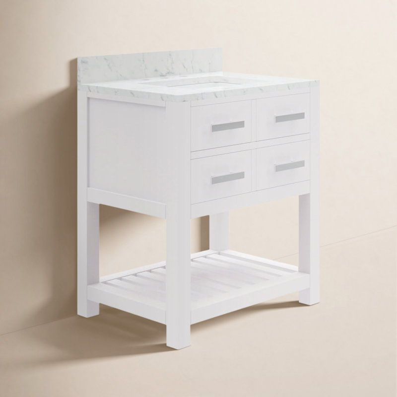 Madalyn 24" Single Sink Bathroom Vanity Set with Mirror, Solid White, Faucet Included