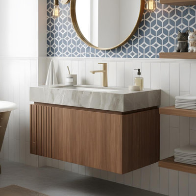 30" Wall-Mounted Bathroom Vanity with Sink