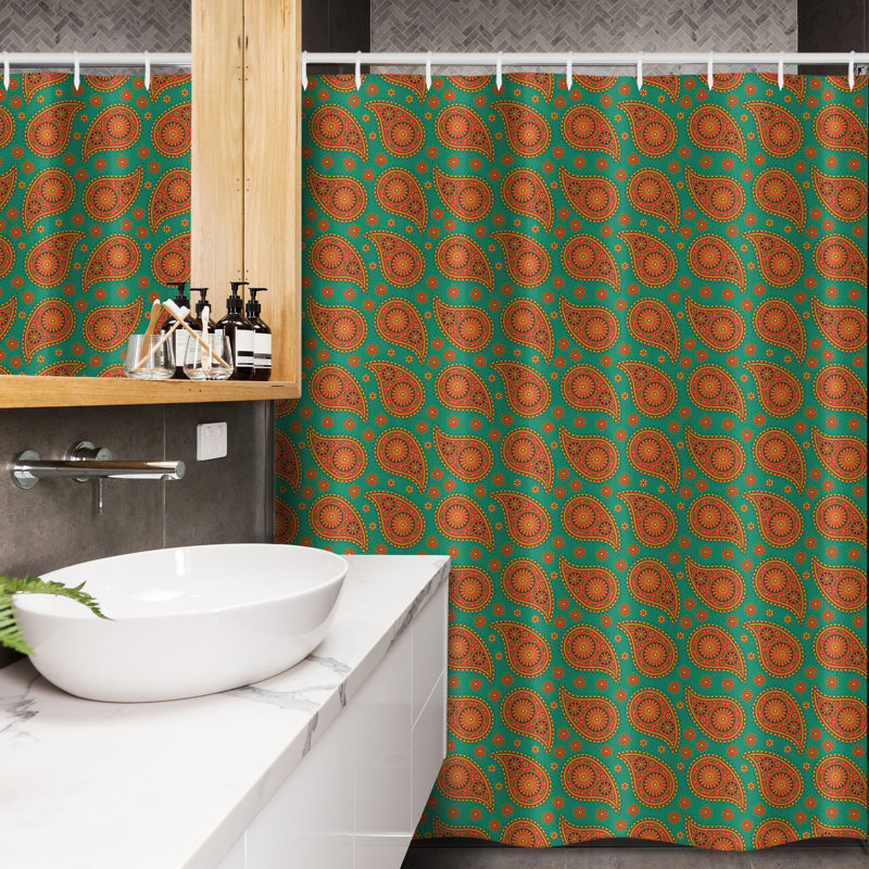 Paisley Shower Curtain with Hooks Included, 78" H x 54" W