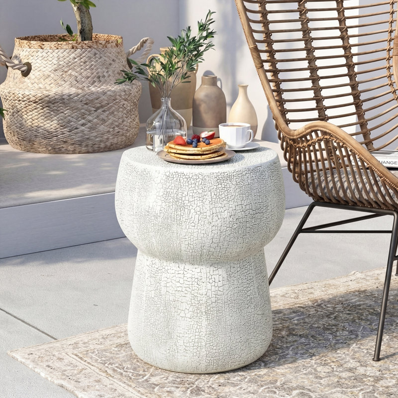 Table d'appoint d'extérieur avec procédé craquelé, Gris