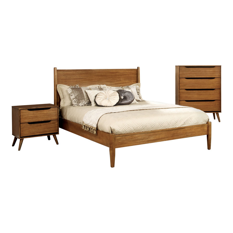 Ensemble de chambre à coucher 3 pièces Darlia, Grand, Brun