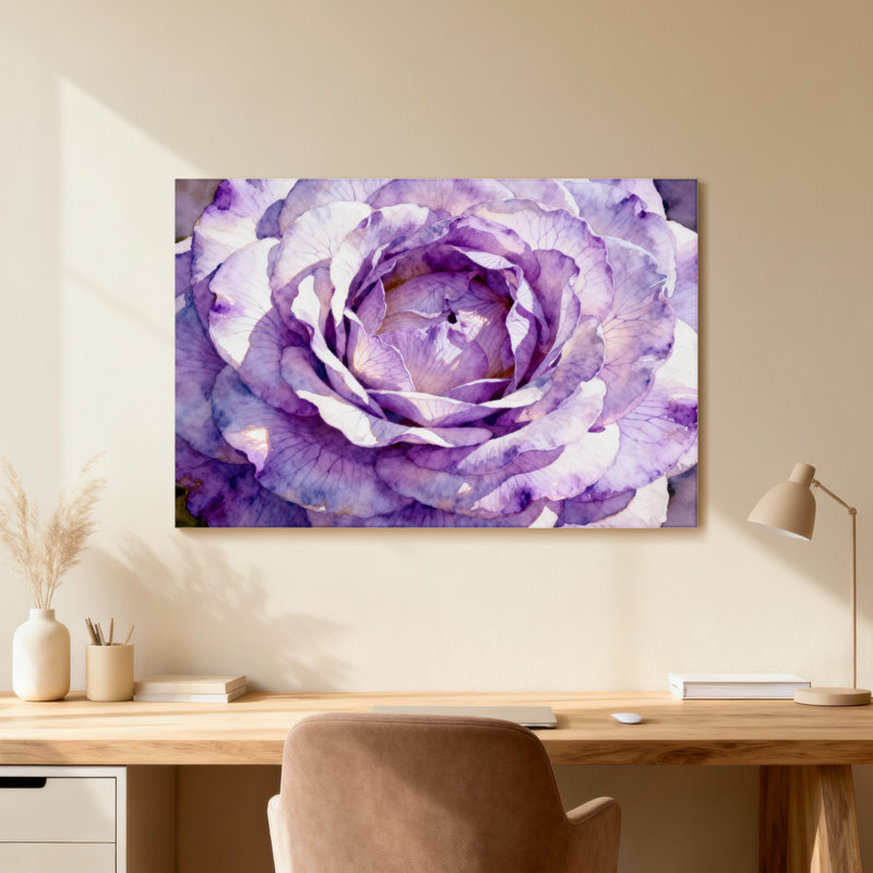 Plantes et fleurs, rose mauve, gros plan, impression d'art floral, H 20 po x l 30 po, Toile tendue, Ne s’applique pas