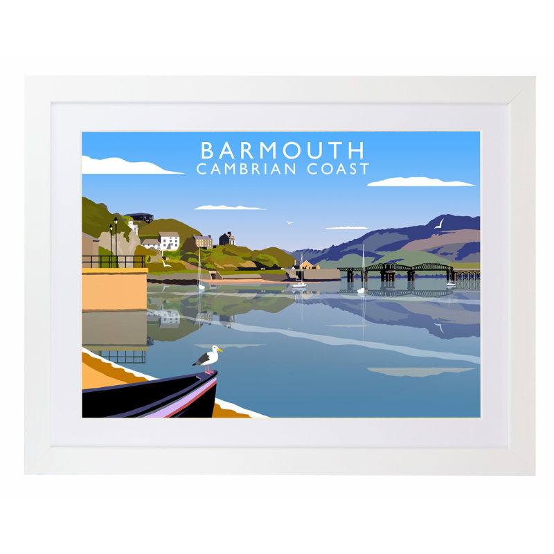 Barmouth by Richard O'Neil - Print, White Wood Frame, 33.5 cm H x 43.5 cm W x 2.2 cm D