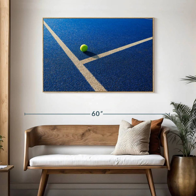Balle de tennis, Cadre flottant en bois naturel, 46 po x 31 po