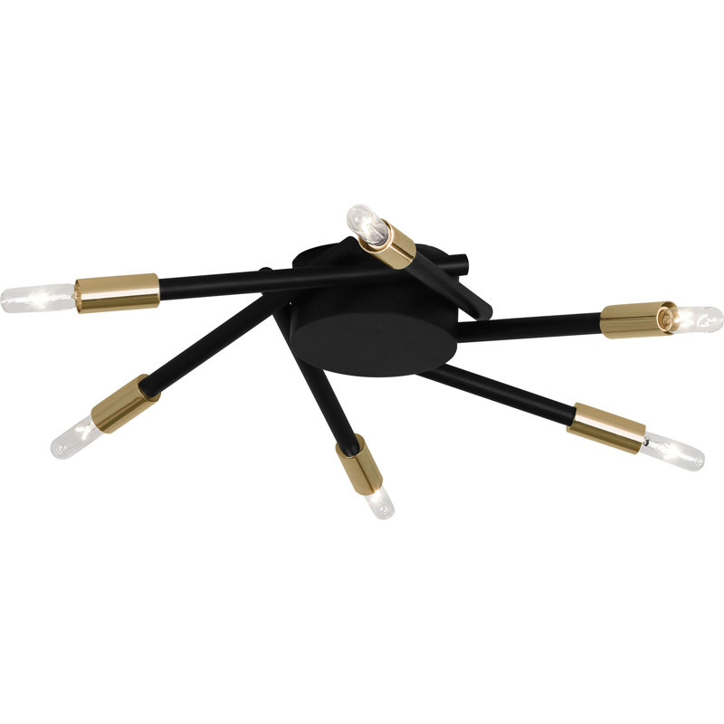 Thatcher 6 - Light Flush Mount, Matte Black/Modern Brass
