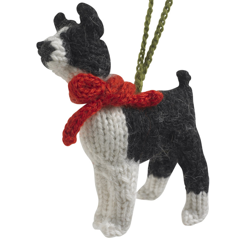 Ornement de Noël tricoté à la main Boston Terrier Dog