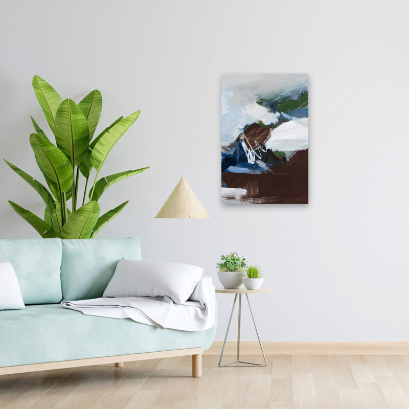 Surfacage foncé - abstrait bleu-brun contemporain, H 24 po x l 16 po