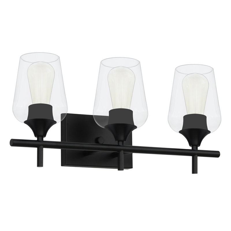 Barre d'éclairage de salle de bain 2 lumières à intensité variable, Noir, 2