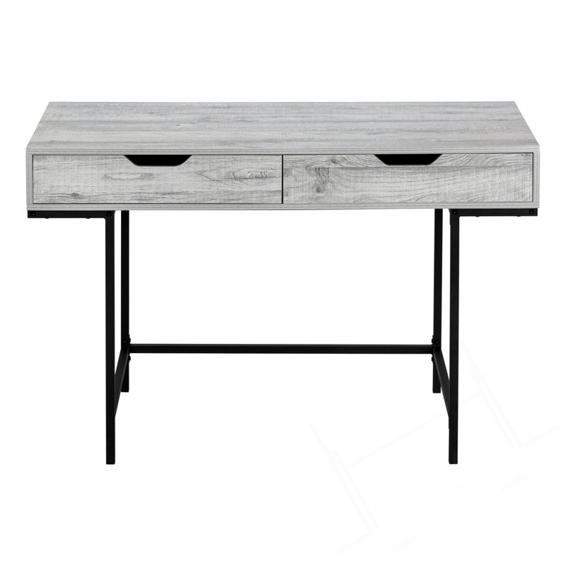 Modern Computer Desk With Storage Drawers, Gray/Black