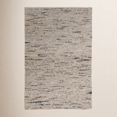 Beige Black Hand-Woven Striped Rug