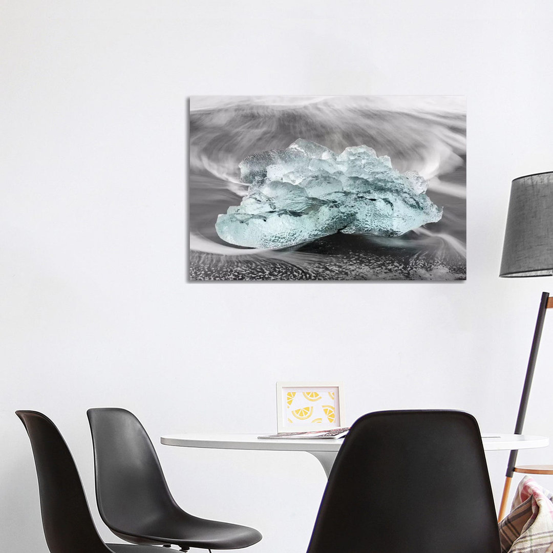 Icebergs On A Black Volcanic Beach VI, Vatnajokull National Park, Iceland by Martin Zwick - Wrapped Canvas Print