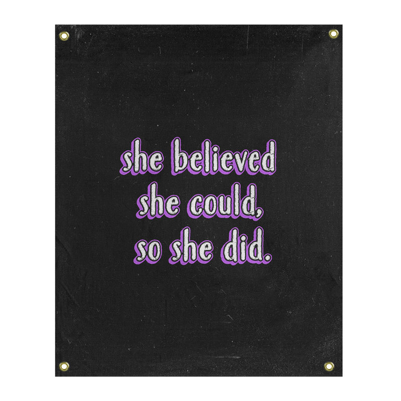 Tapisserie de tableau noir citation pour femmes en polyester, H 59 pi x l 50 po, Mauve