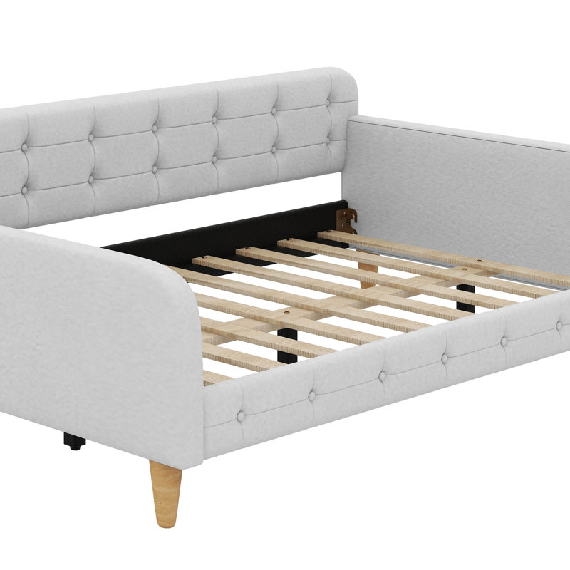 Upholstered Daybed With 4 Support Legs, Beige, Full/Double