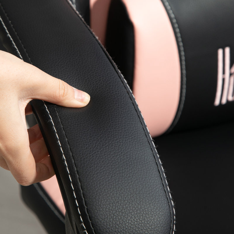  Gaming Chair with Footrest, Reclining Computer Chair, Pink, Black