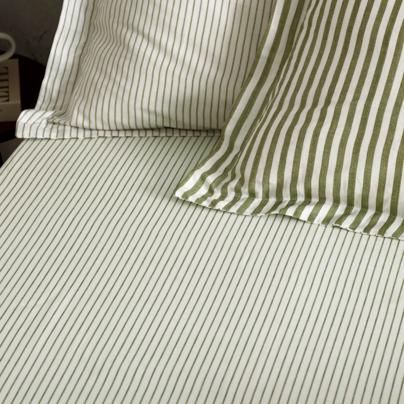 Sigita 100% Cotton Standard Fitted Sheet, Double (4'6), Green