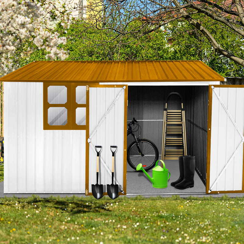 Remise extérieure en métal 10 pi x 8 pi - Construction, imperméable, avec fenêtre et porte verrouillable 10X8