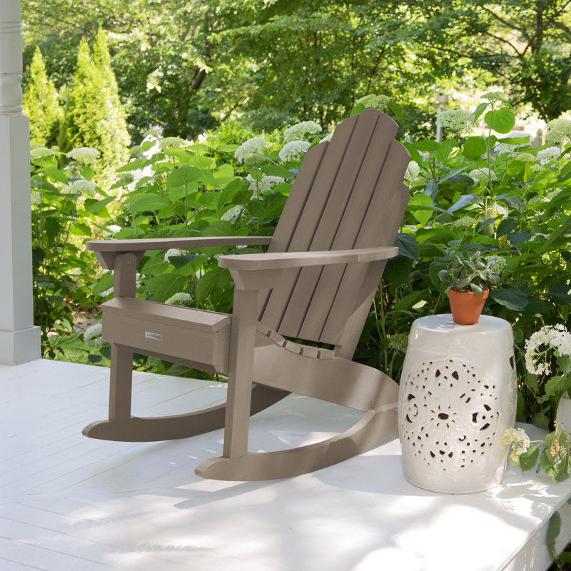 Chaise berçante d'extérieur en plastique Anette, Brun bois