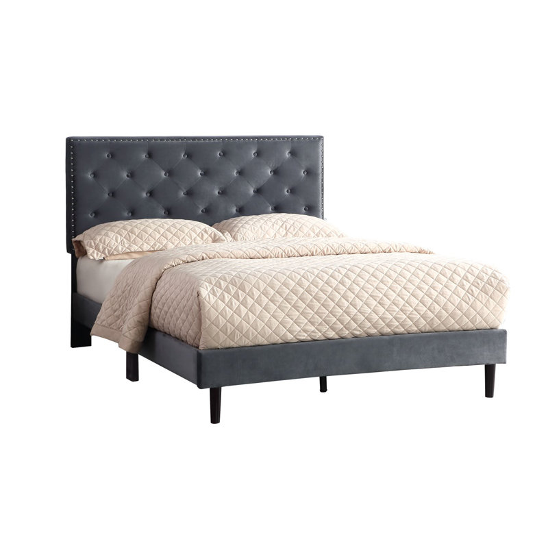 Avrah Upholstered Wingback Bed, Full, Gray