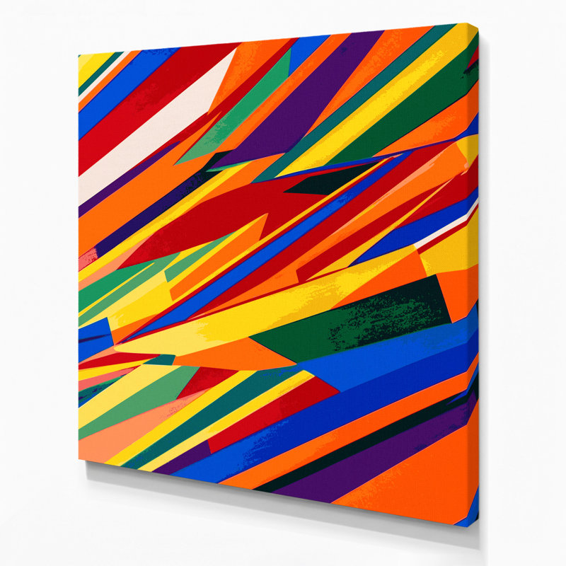 «Hard Edge 76», art mural sur toile bleue, H 12 po x l 12 po