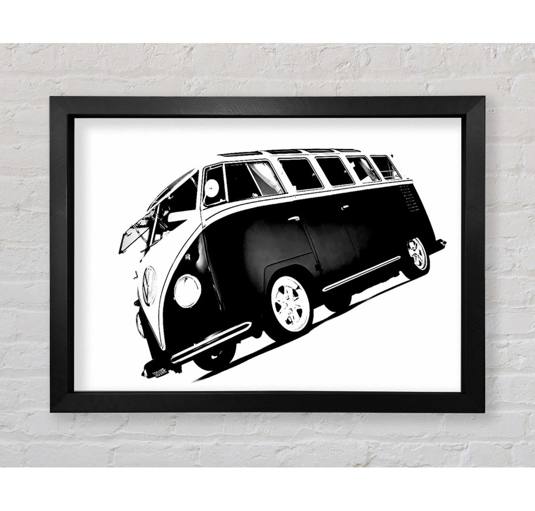 VW Camper Van Black N - Einzelner Bilderrahmen Kunstdrucke