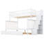 Lit simple superposé au dessus d'un lit double avec lit gigogne, escalier blanc - Structure stable et fiable pour lit gigogne et escalier, maximise l'espace, garantie de sécurité, s'assemble rapidement-919864317