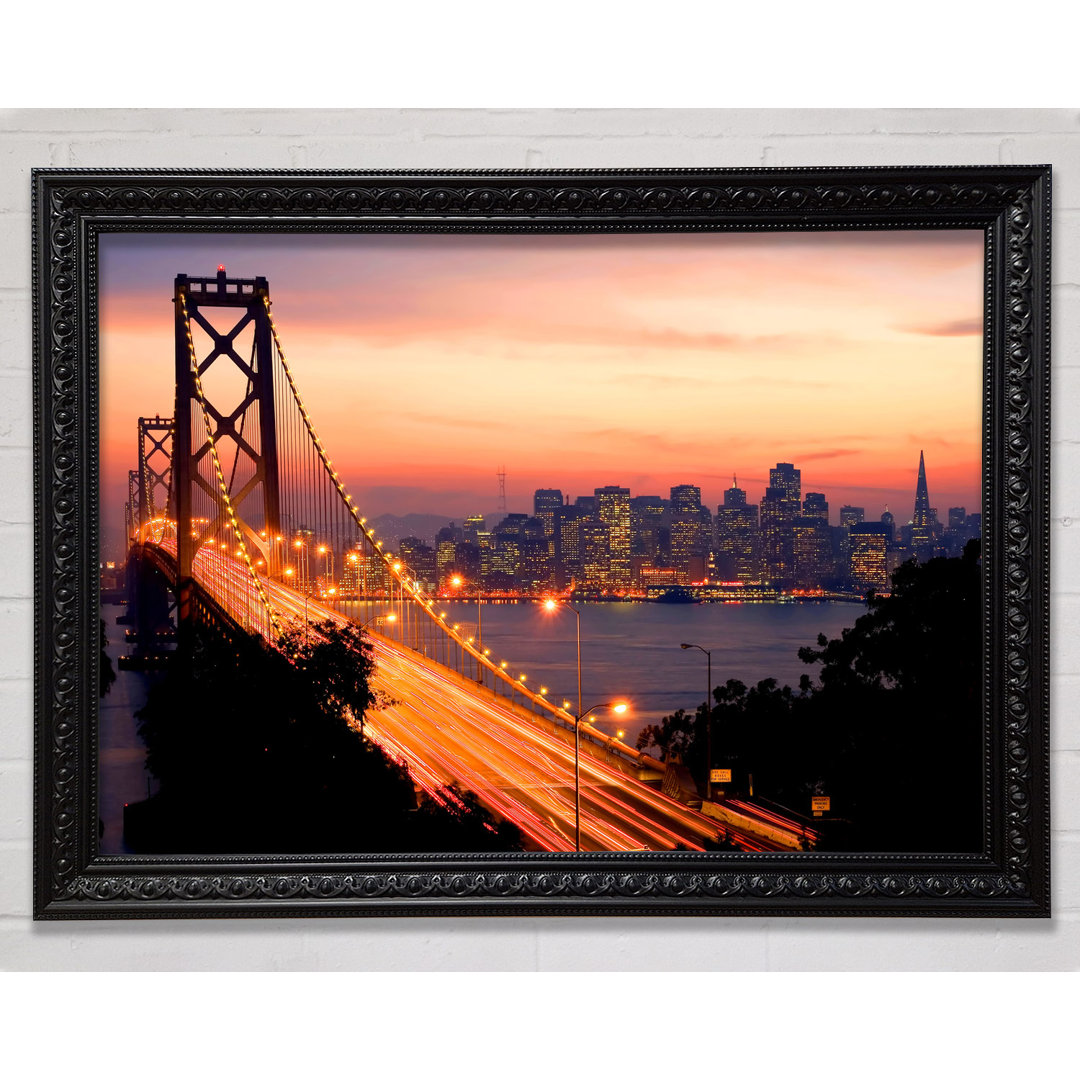 Gerahmtes Wandbild Golden Gate Bridge To The City