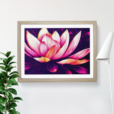 Lotus Flower Paint Splatter (4) - Single Picture Frame Print