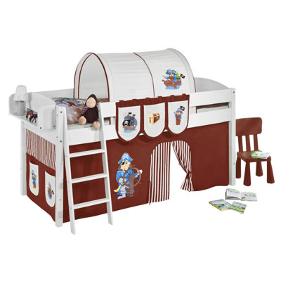 Pirat European Single Mid Sleeper Bed with Curtain