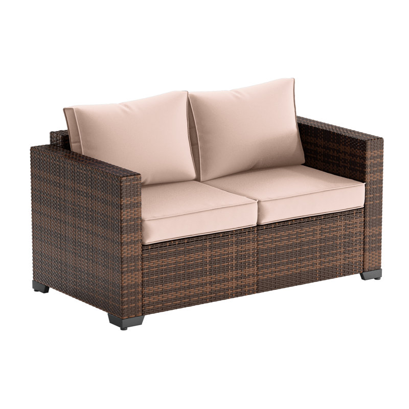 Causeuse d'extérieur élégante en osier, Beige