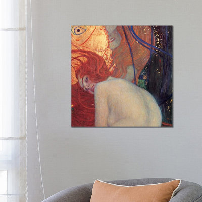 Goldfish, Square Detail by Gustav Klimt - Wrapped Canvas Painting