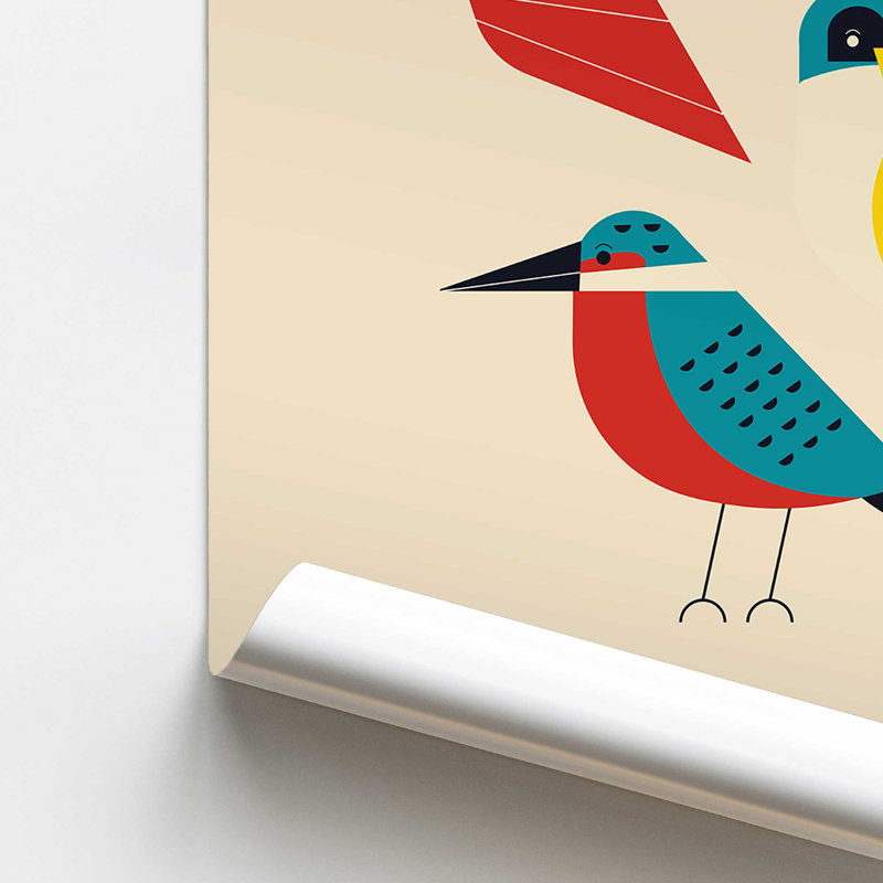 Reproduction d'oiseaux du Bauhaus de 1919, Sans cadre (oiseaux du Bauhaus de 1919), H 36 po x l 24 po