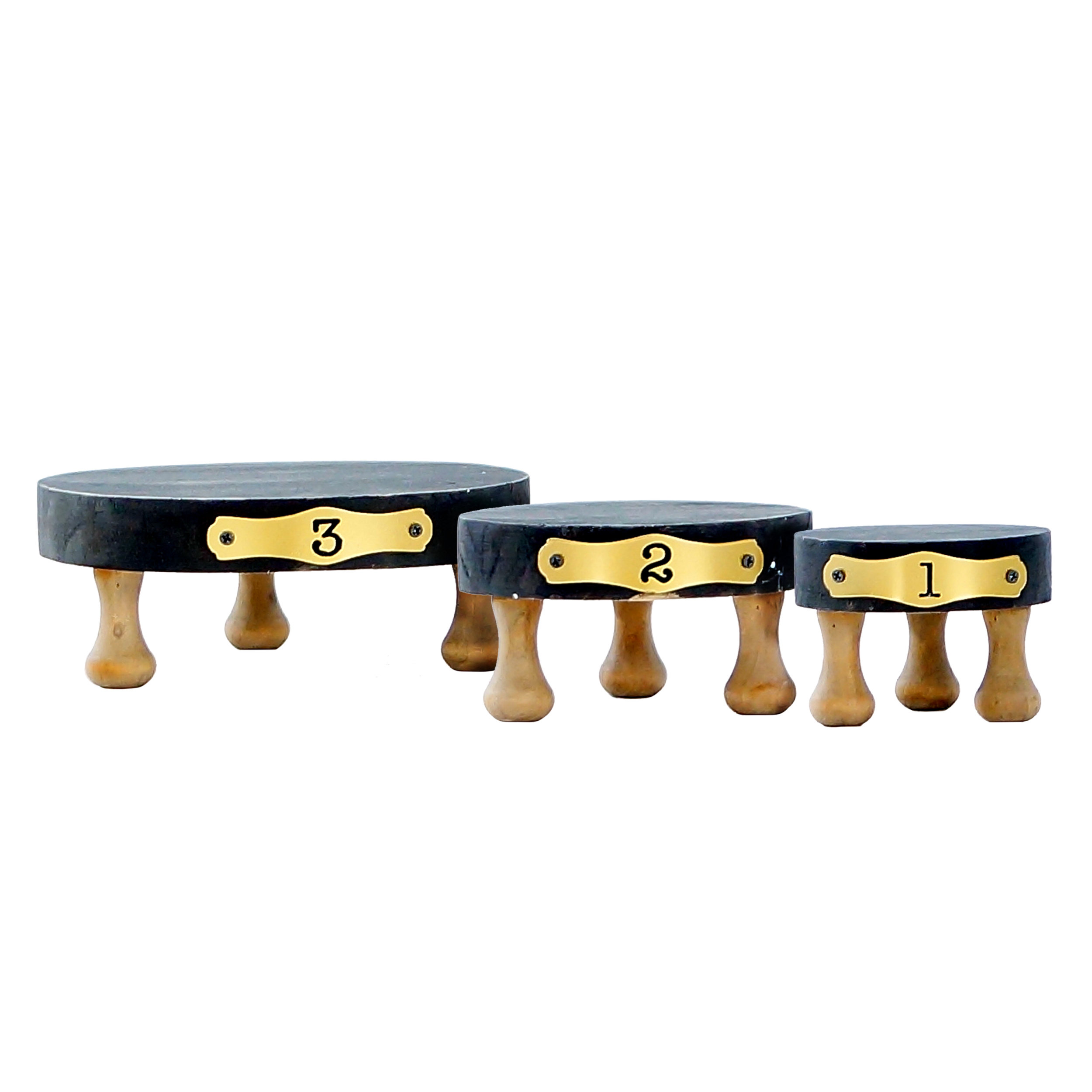 August Grove® Wood 7 in. Black Numbered Risers Set of 3 | Wayfair