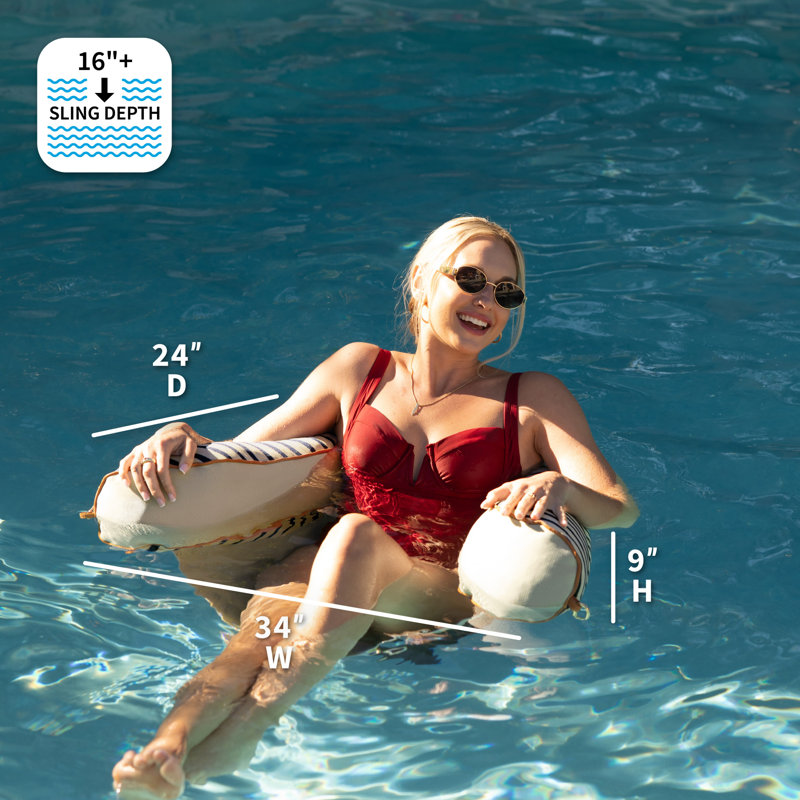 Big Joe Lux Bali Sling Pool Float, Cape Stripe, UV Protected, No Inflation Needed, Navy/Ivory Cape Stripe