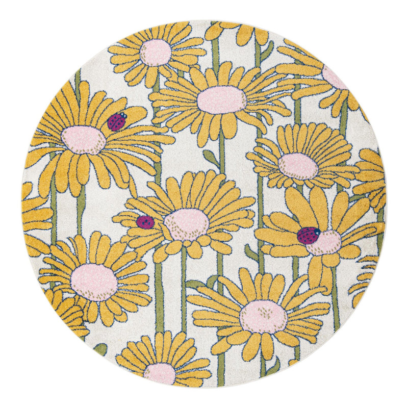 Saegertown Floral Indoor Rug, Round 7'