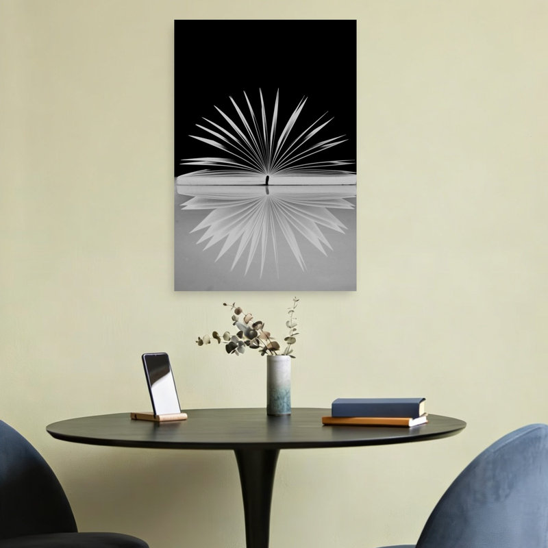 Affiche murale minimaliste abstraite et élégante « Reflet d'un livre ouvert », 24" H x 16" W