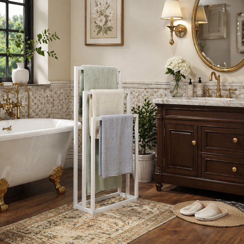 Towel Stand, Freestanding Towel Rack for Bathroom Accessories