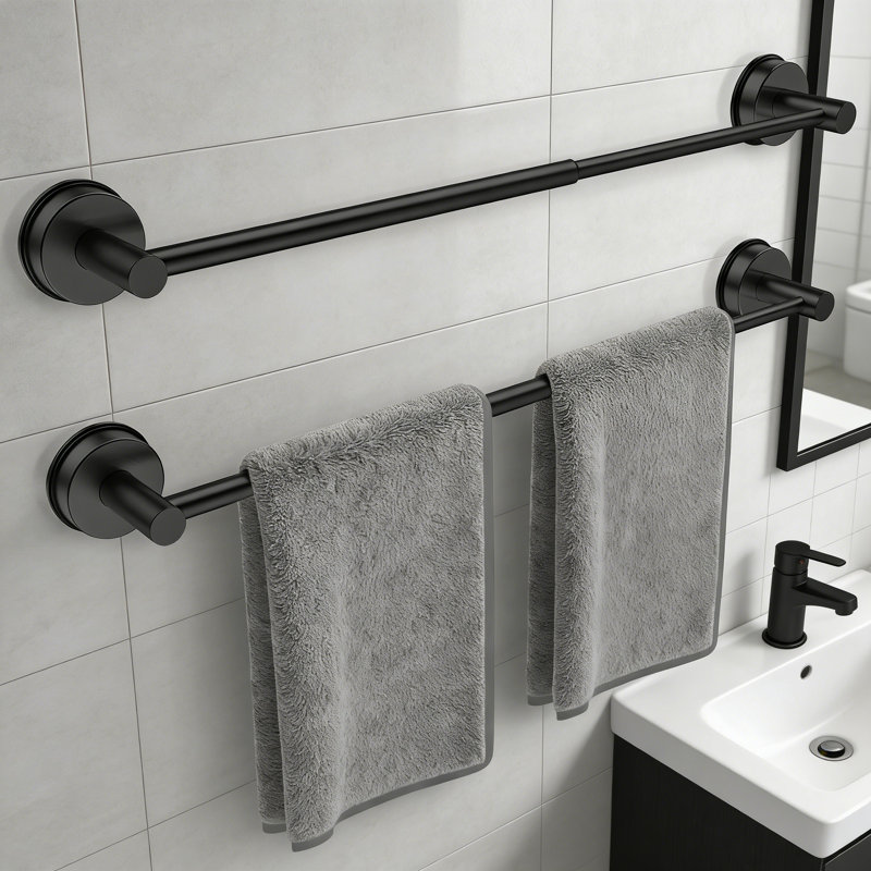 2 Pack Adjustable Suction Cup Towel Bar For Bathroom Wall,14.6Inch~24 Inch Towel Racks