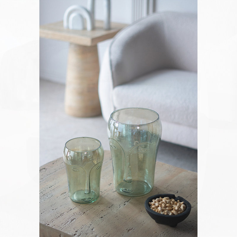 Vases décoratifs en verre avec motifs faciaux, ensemble de 2